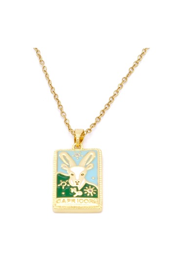 Çelik Kolye, Altın Kaplama Oğlak Burcu Kadın Kolyek-134 Altın