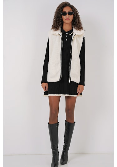 Bigdart 6793 Peluş Yelek - Beyaz