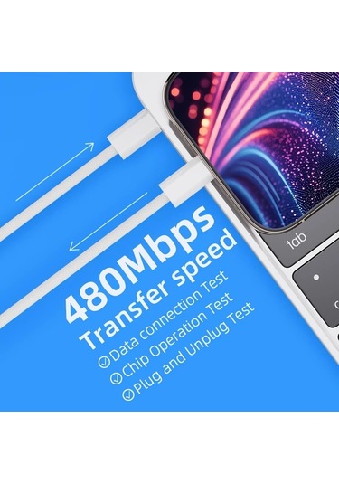 Honeybeeshop 60w Usb C Şarj Kablosu 5 Adet Beyaz Örgülü 100 58cm iPhone Uyumlu 16 Pro Max iPad Uyumlu Samsung Galaxy Uyumlu İçin