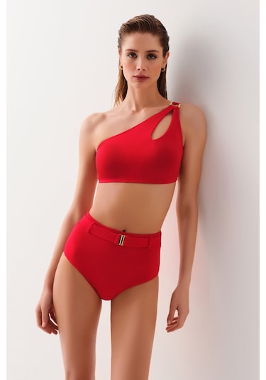 Suwen Yüksek Bel Kemerli Bikini Alt Sbn25550c082 Kırmızı