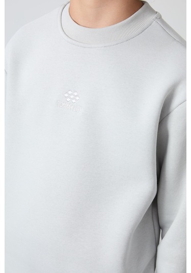 Tommy Life Taş Pamuklu Kalın İçi Tüylü Yumuşak Dokulu Standart Fit Nakışlı Erkek Çocuk Eşofman Takım - 11249 Taş Rengi Taş