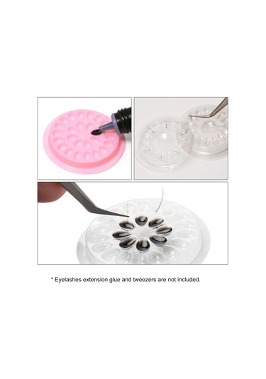 Vkemall 100 Adet 4.6cm Çaplı, Şeffaf Pvc Yapımı, Taşsız Gül Desenli, Yenilebilir Kirpik Takma Glue Tutucu Tabakları - Pembe