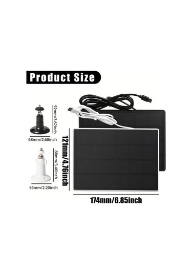 Besthome1 Dream011 Siyah 3w Mini Usb-c Güneş Paneli, 360 Ayarlanabilir Montaj Aleti, Güvenlik Kamerası Ve Kapı Zili Destekli