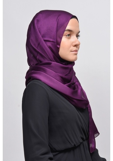 Altobeh Janjan Şık Parlak Saten Dokulu Kadın Tesettür Abiye Şifon Şal - Koyu İndigo