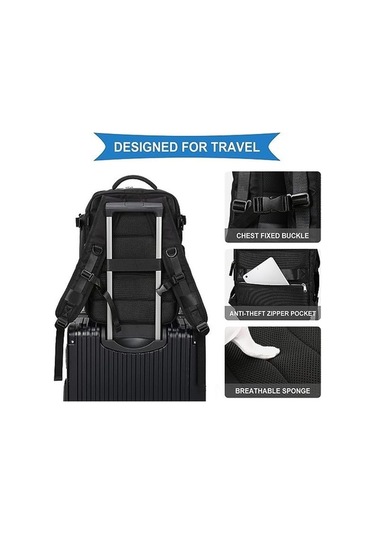 Dancemonkey Büyük Kadın Seyahat Sırt Çantası, El Bagajı, Yürüyüş Ve Açık Hava Sporları İçin Su Geçirmez Sırt Çantası, Okul Sırt Çantası, A-siyah Siyah