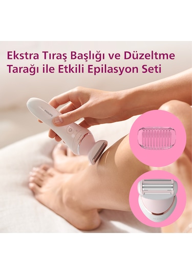 Philips BRE730/05 Epilatör (Yüz+Koltuk alti+Bikini Bölgesi+Bacak)Islak-Kuru,Işıklı,Kablosuz