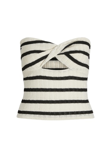 Jack & Jones Kadın Çizgili Straplez Bluz - Linnea - 12277369 Black