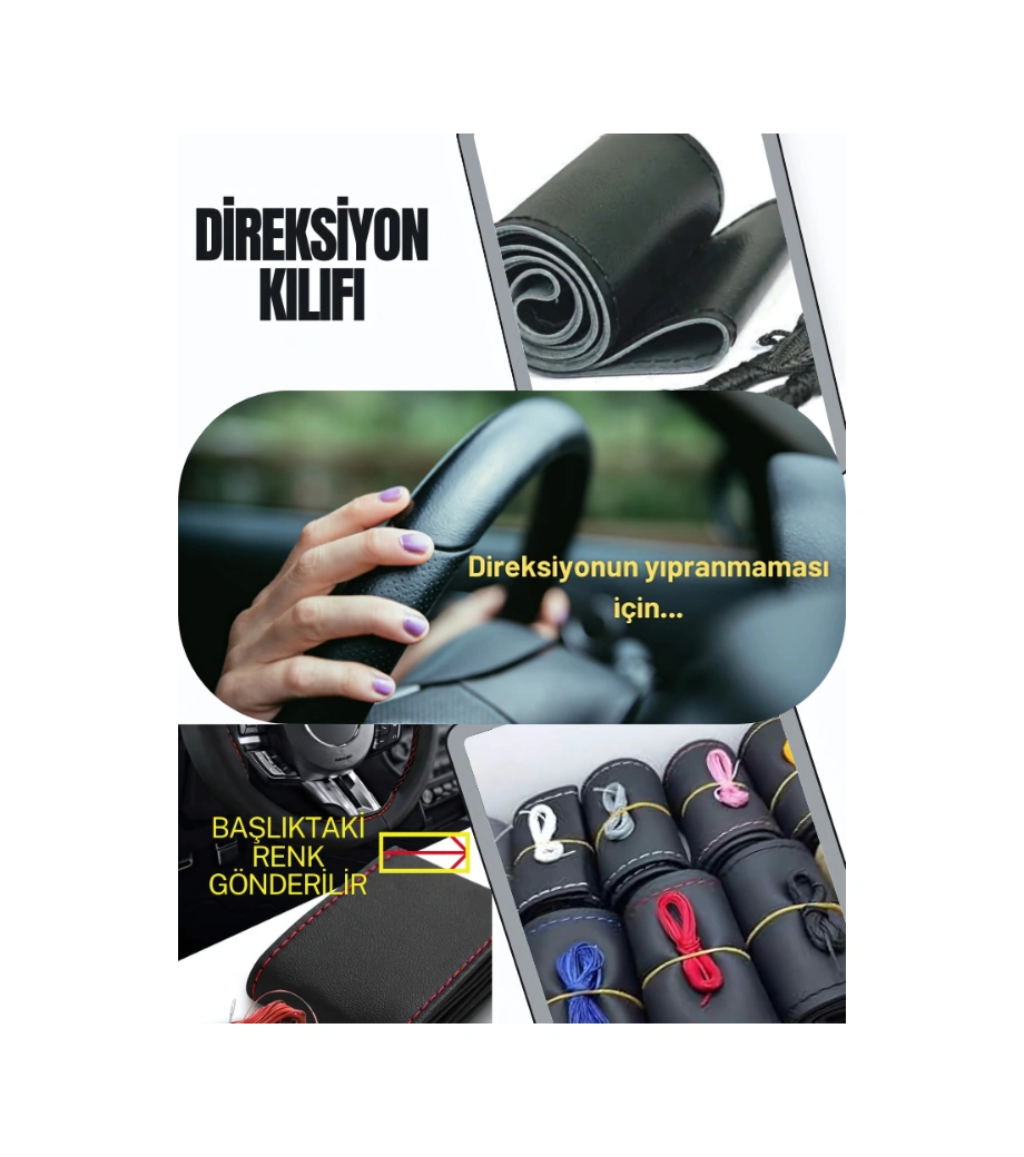 Audi A8 Yerli Üretim Suni Deri Direksiyon Kılıfı, Beyaz Şeritli Spor Dikiş Çok Renkli