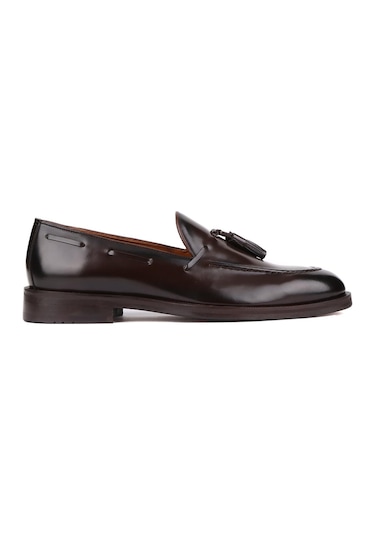Shoetyle - Kahverengi Açma Deri Püsküllü Erkek Klasik Ayakkabı 250-7951-843-kahverengi