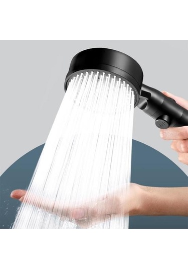 Siyah Duş Başlığı 8 Püskürtme Modu Silikon Nozullu Yüksek Basınçlı El Duş Başlığı Banyo Siyah