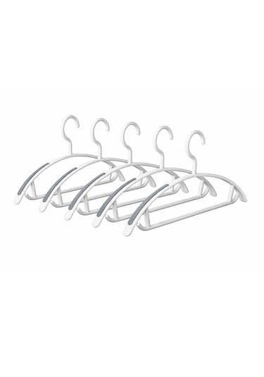 Microcase Plastik Kaliteli Kaydırmaz Pad'li Elbise Askılığı 5 Adet Al5710 Beyaz