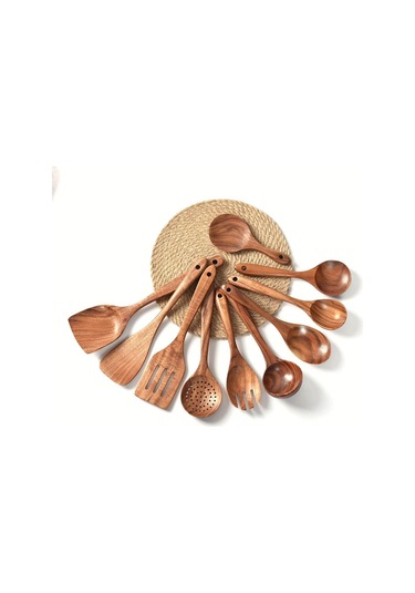 Suntek Magideal Ahşap Mutfak Gereçleri Set Yapışmaz Tik Ev 7-adet