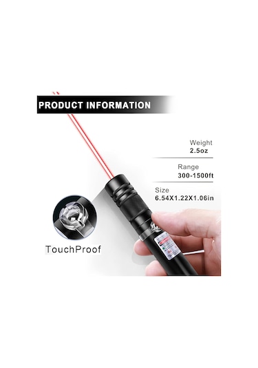 Yunboo Usb Doğrudan Şarjlı Dış Mekan Yıldız Desenli Yüksek Güçlü Uzun Menzilli Lazer Feneri - Kırmızı Işık Siyah