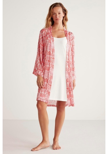 Penye Mood Desenli Sabahlık Takım Çok Renkli