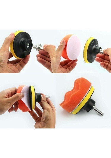 Besthome1 Otomotiv Cila Sünger Seti 7 Parça - M10 Çap, 25mm Kalınlık, Oranj Sponge, Polishing Kiti