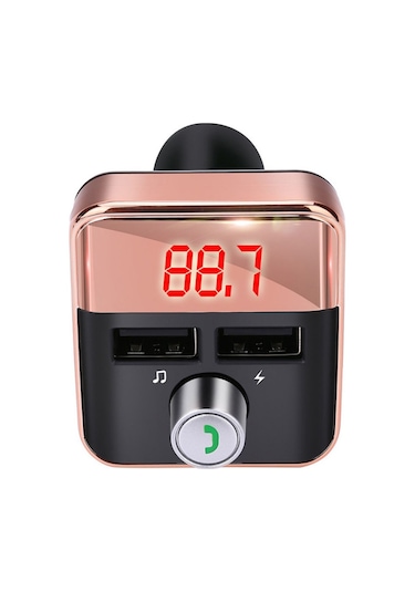 Springsun Araç Fm Transistörü Bluetooth 5.0 - Çift Usb Şarj Cihazı, El-işsiz Arama, Mp3 Çalar, Kayıpsız Ses Kalitesi, Gül Altını