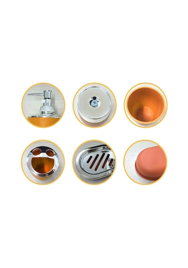 Turuncu 4 Adet/takım Banyo Seti Otel Tuvalet Malzemeleri Kaplama Dayanıklı Fırçalama Banyo Malzemeleri Turuncu