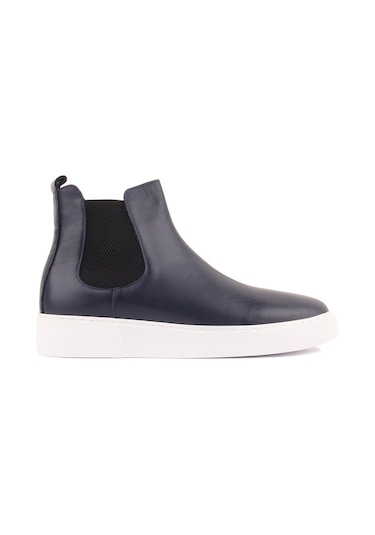 Shoetyle - Lacivert Hakiki Deri Erkek Chelsea Bot 250-041 -1162 Lacivert