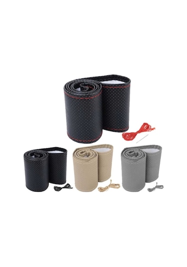 Deri Dikişli Yumuşak Noktalı Kokusuz Dikmeli Direksiyon Kılıfı