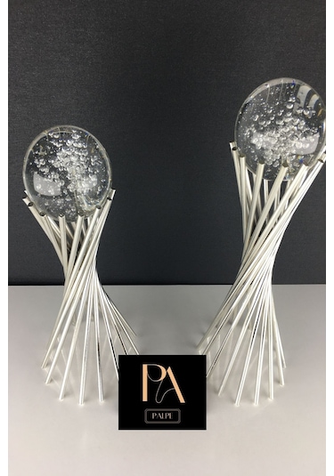 Gümüş K 2'li Ofis Metal Aksesuar Biblo Ev Salon Dekorasyon Obje