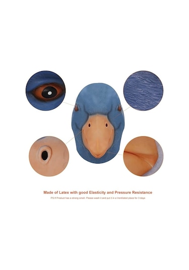 Ic Ördek Maskesi Tam Baş Cadılar Bayramı Kostüm Partisi Sevimli Hayvan Cosplay Lateks Aksesuarları Yetişkin