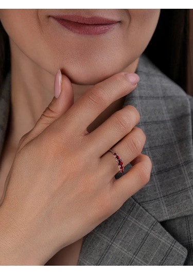 Lucente 925 Ayar Gümüş Kırmızı Taşlı Yüzük 246659875 Kırmızı