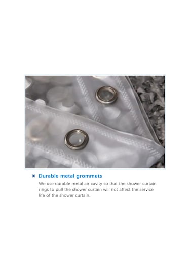 Singree Banyo Için Pvc Su Geçirmez Perde, Elmas Taşı Desenli, 180x180 Cm, 12 Adet Kanca İle 1 Adet Paket Beyaz