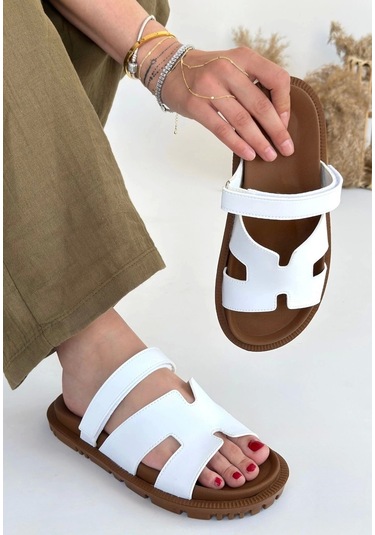 Kooni Beyaz Cilt Terlik Çok Renkli