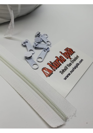 Metrelik Fermuar Beyaz 200 Metre + 200 Başlık