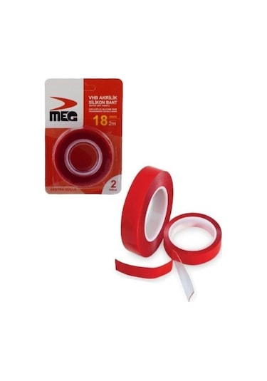 Meg Akrilik Şeffaf Silikon Çift Taraflı Bant 18 MM x 2 M