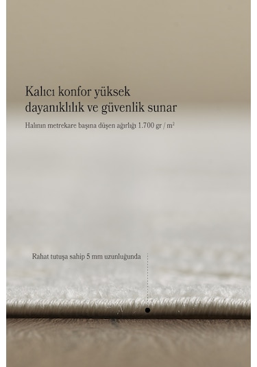 Modern Halı Yıkanabilir Halı Kaymaz Tabanlı Halı Yolluk Krem Halı Salon Halısı Mutfak Halısı Sisal Krem