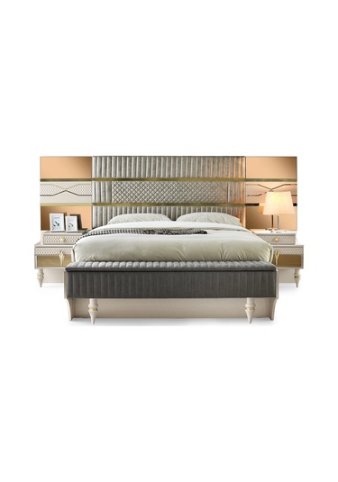 Marsilya Bazalı Karyola Ve Başucu-bench'li +2 Adet Komodin 160 x 200 CM