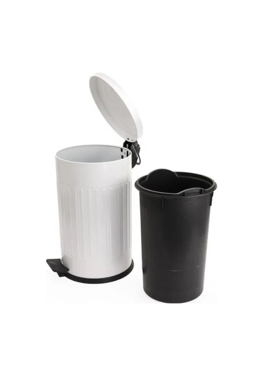 Vintage 12 Lt Yavaş Kapanır Kapaklı Ofis Mutfak Banyo Balkon Çöp Kovası Beyaz Beyaz