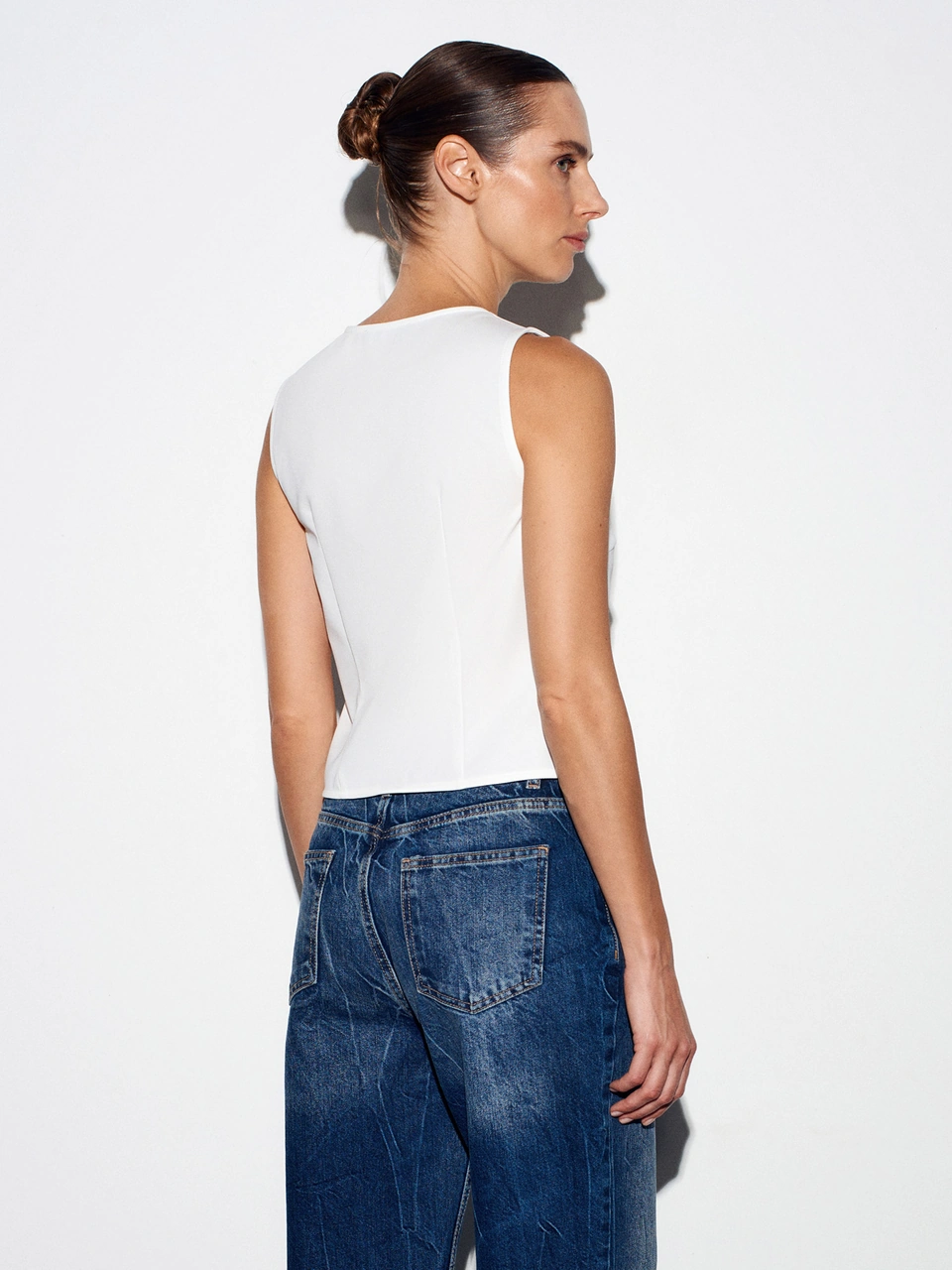 50528 Pens Detaylı Yelek-beyaz Beyaz