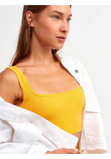 Dilvin Oranj Askılı Crop Top-252 Oranj