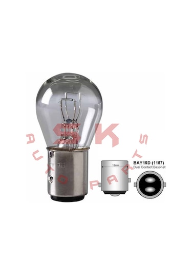 Skauto 10'Lu 12V 1016 P21-5W Çift Duy Park Stop Ampul BAY15D