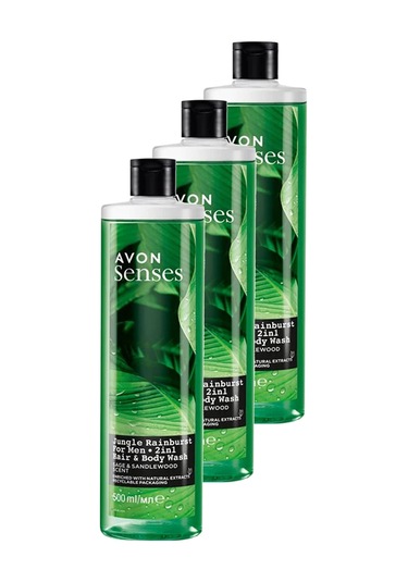 Avon Senses Adaçayı Ve Sandal Ağacı Kokulu Erkek Saç Ve Vücut Şampuanı 3 x 500 ML
