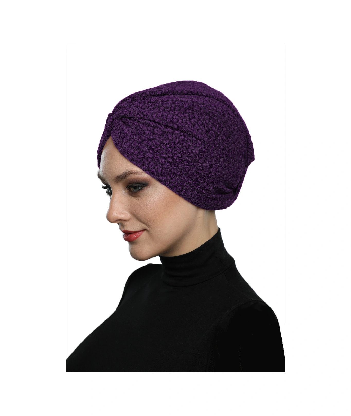 Brokar W Mürdüm Hazır Türban Tesettür Bone Mürdüm