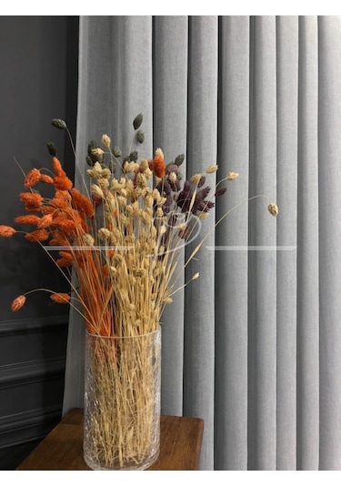 Tül Perde Brillant MArka Foldet Keten Açık Gri Etek Kurşun Sarımlı Çok Renkli