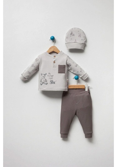By Bubbles Toys Erkek Bebek 2'li Takım Gri
