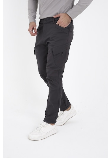 Camp Scoutland Camp593 Outdoor Softshell Su ve Rüzgara Dayanıklı içi Polarlı Kışlık Erkek Taktik Pantolon - Antrasit