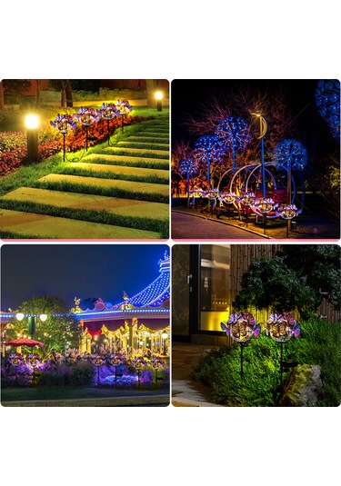 Yifomall Güneş Enerjili Bahçe Aydınlatması: 6 Kelebek 3 Yabanotu, Led Fener, Su Geçirmez, 8-11 Saat Işık Süresi, Bahçe Ve Çimenlik Dekorasyonu