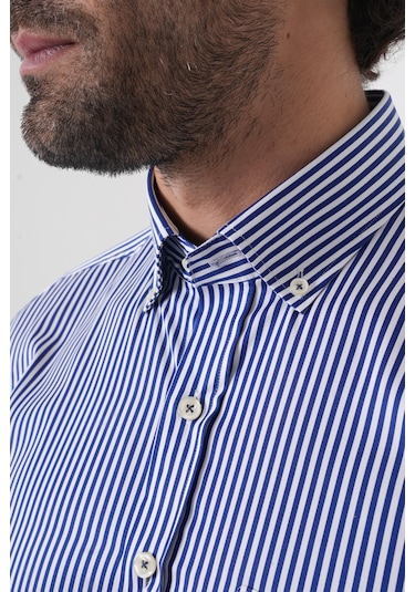 Bisse Uzun Kollu Paşa Yaka Regular Fit Erkek Lacivert Gömlek Gmczg252069 C39 Lacivert