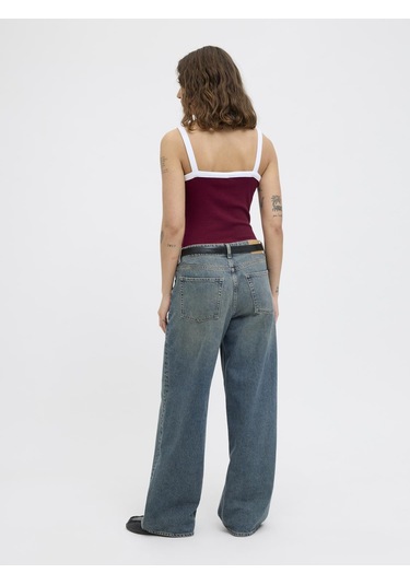 Streç Kalip Nakis Islemeli Kare Yaka Bluz - Fifi - 12276337 Cabernet