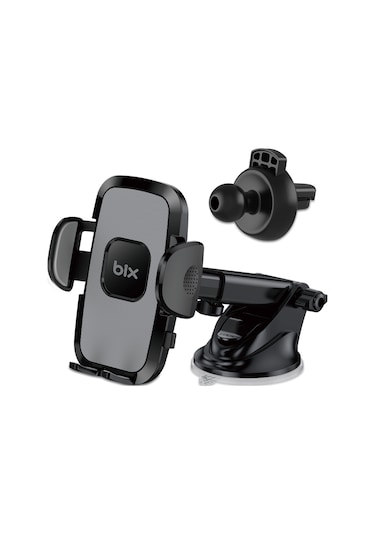 Bix Bxch7 Çift Fonksiyonlu Araç İçi Vantuzlu Telefon Tutucu Siyah
