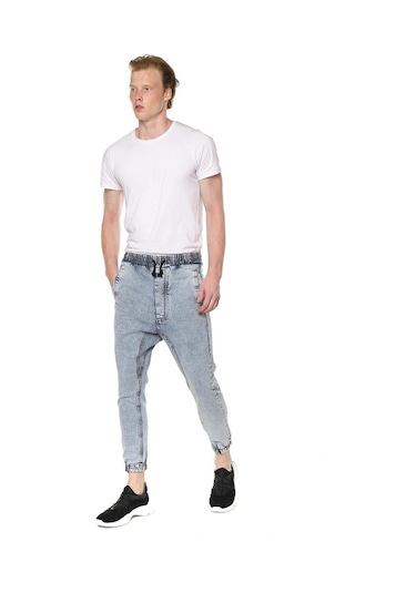 Beli Ve Paçası Lastikli Şalvar Model Erkek Kot Pantolon