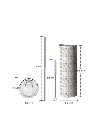 20oz Noel Desenli Paslanmaz Çelik Termos, Kapak Ve Pipetli, Çift Katlı Noel Ağacı Metni