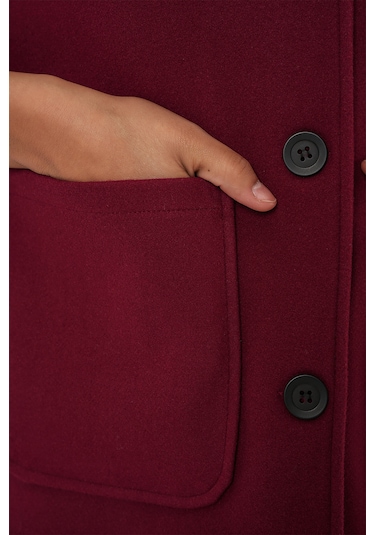 0713 Kadın Kaşe Ceket - Bordo Bordo