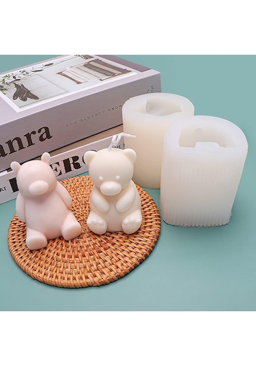 Sevimli Kutup Ayısı Kokulu Mum Kalıbı 2 Paket Ayı Kalıbı Ayı Mum Beyaz