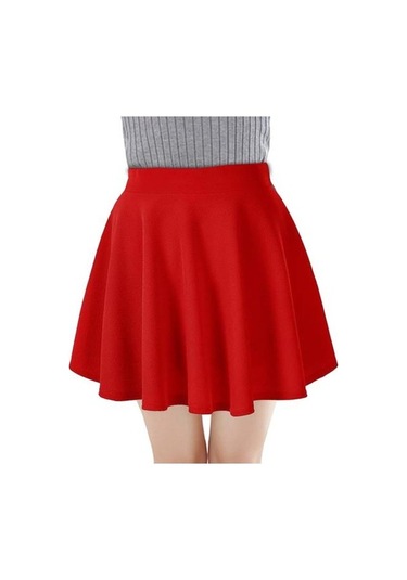 Fastbuy Kadın Mini A-çizgi Yüksek Bel Ekose Baskılı Kısa Etek, Günlük İş Giyimi, Çok Yönlü Kırmızı Kırmızı